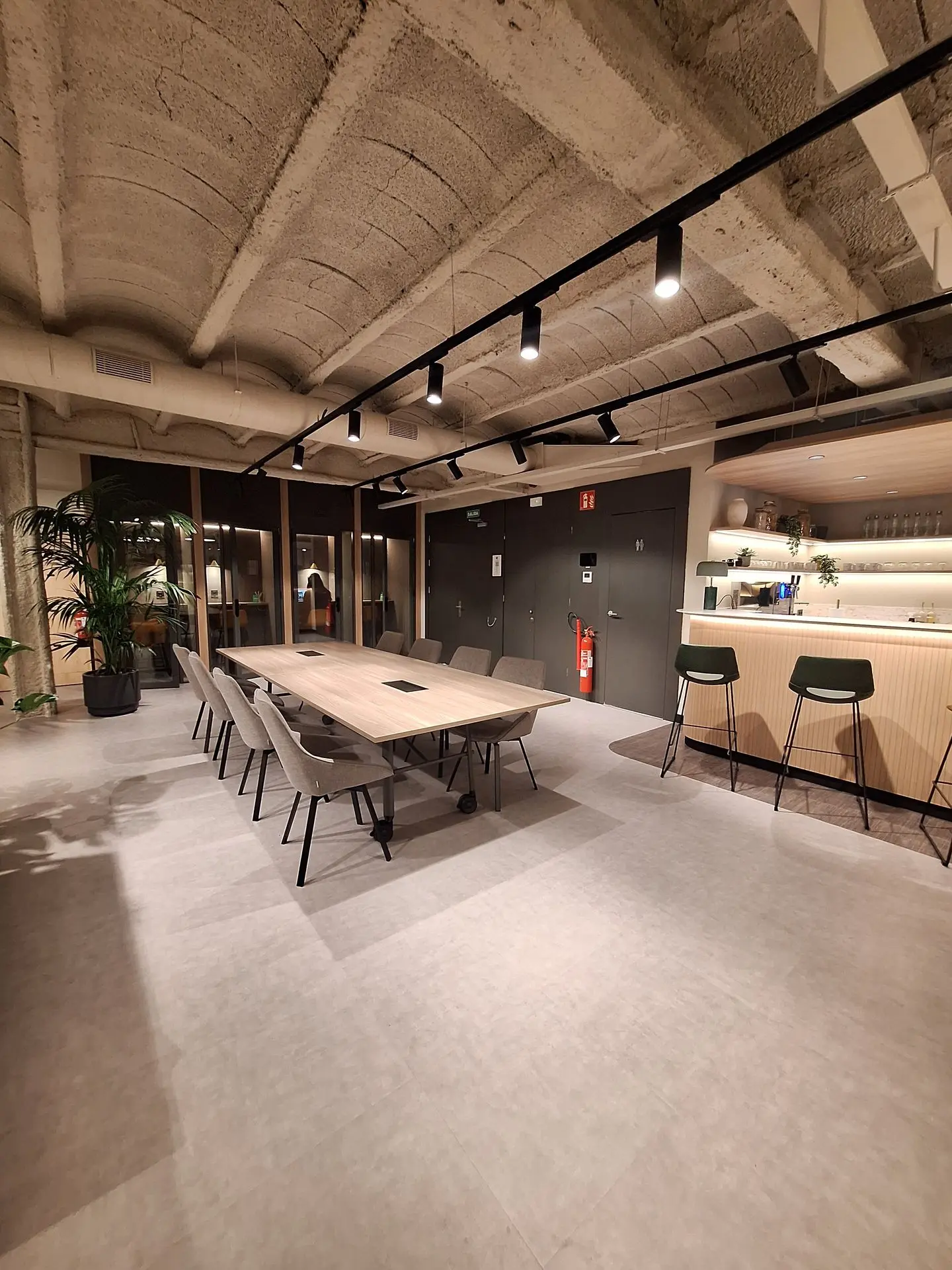 large kitchen area coworking barcelona