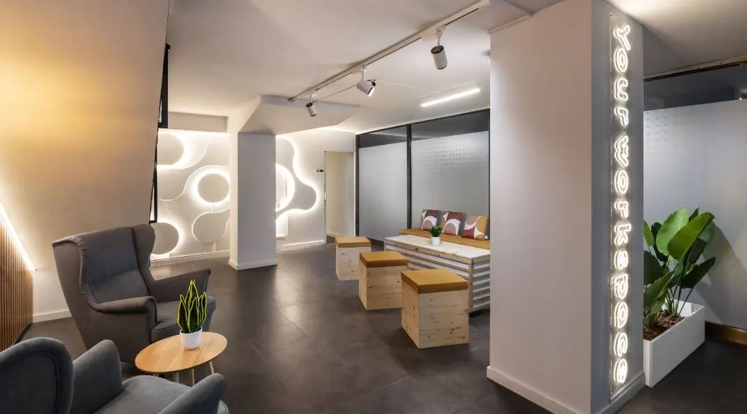 Bright coworking office in Sant Antoni, Barcelona with private offices and shared desks