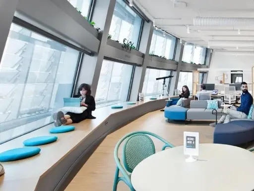 bright coworking with ergonomic chairs and individual desks Office space near Barcelona Glories